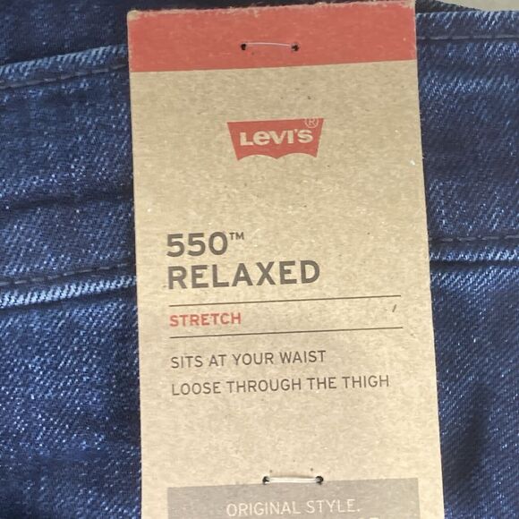 Levis 550 Relaxed Stretch Jeans Mens 33x36 Baggy Whiskered Faded Western Skater - Picture 5 of 14